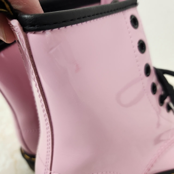 Dr. Martens 1460 Patent Leather Women's Lace-up Shiny Boots Pink Sz 6 New - Picture 5 of 12